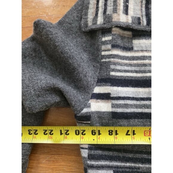 Peruvian Connection Open Face Alpaca Sweater Gray Tan Asymmetrical XL A001072 - Picture 7 of 11